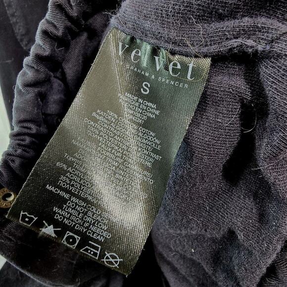 Velvet Graham Spencer Vest Womens Small Black Hooded Faux Fur Zip Odela Military - Picture 4 of 12